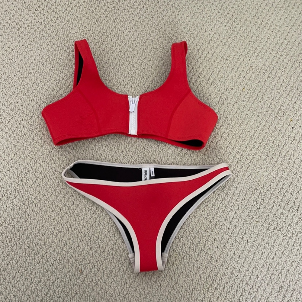 Hoaka swimwear red neoprene bikini set
